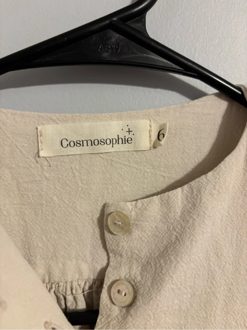 Cream Button-Front Girls Dress by cosmosophie